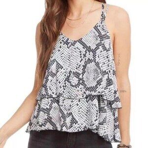 She + Sky Black and White Snake Print Tank Top